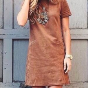 Faux suede short sleeve mini dress XS NWOT